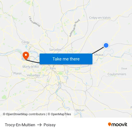 Trocy-En-Multien to Poissy map