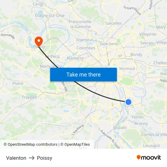 Valenton to Poissy map