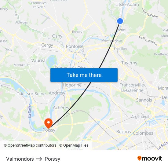 Valmondois to Poissy map