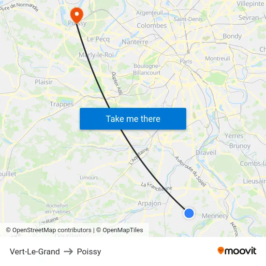 Vert-Le-Grand to Poissy map