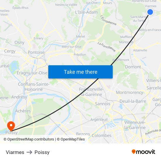 Viarmes to Poissy map