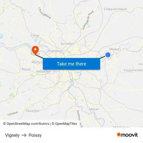 Vignely to Poissy map