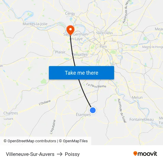 Villeneuve-Sur-Auvers to Poissy map