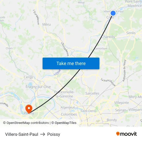 Villers-Saint-Paul to Poissy map