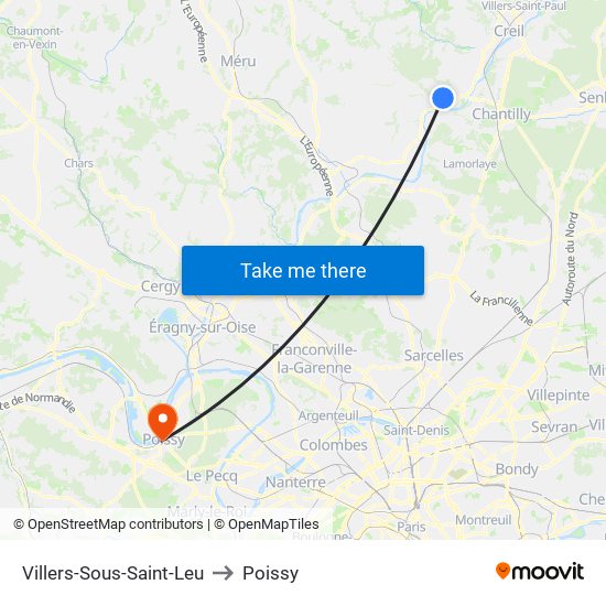 Villers-Sous-Saint-Leu to Poissy map