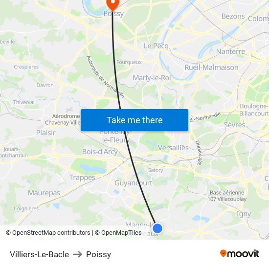 Villiers-Le-Bacle to Poissy map