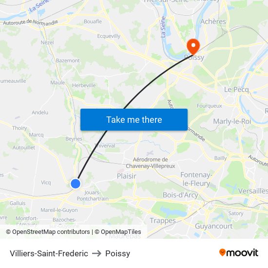Villiers-Saint-Frederic to Poissy map