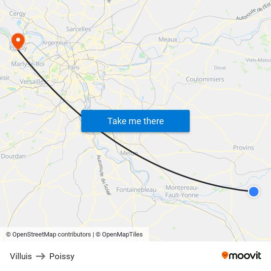 Villuis to Poissy map