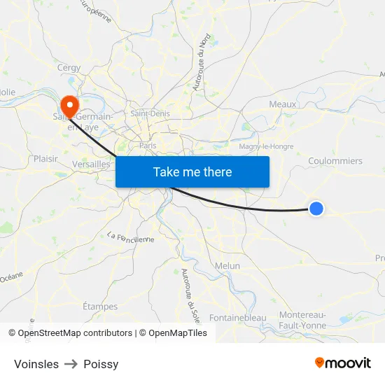 Voinsles to Poissy map