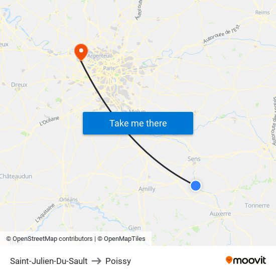 Saint-Julien-Du-Sault to Poissy map