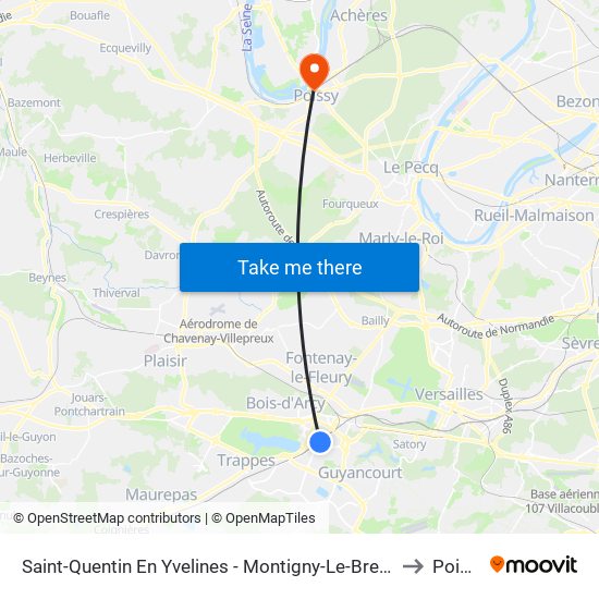 Saint-Quentin En Yvelines - Montigny-Le-Bretonneux to Poissy map