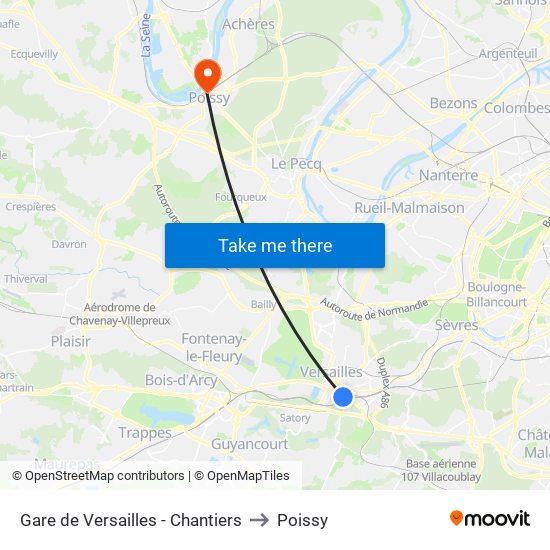 Gare de Versailles - Chantiers to Poissy map