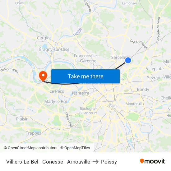 Villiers-Le-Bel - Gonesse - Arnouville to Poissy map