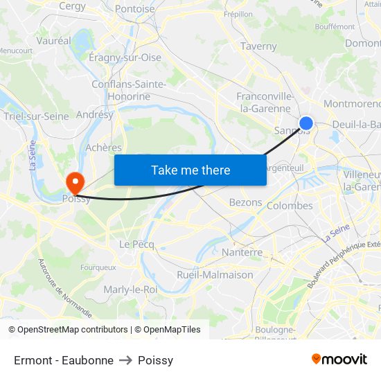 Ermont - Eaubonne to Poissy map