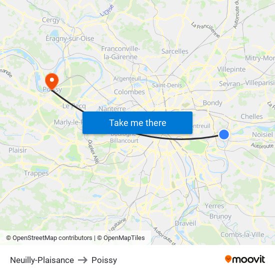 Neuilly-Plaisance to Poissy map