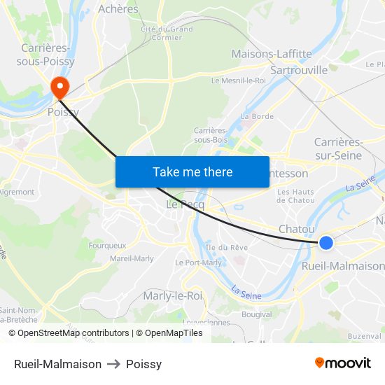 Rueil-Malmaison to Poissy map