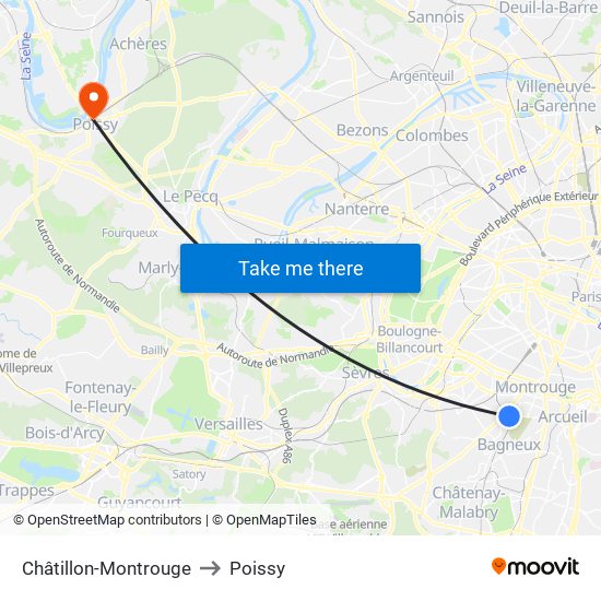 Châtillon-Montrouge to Poissy map