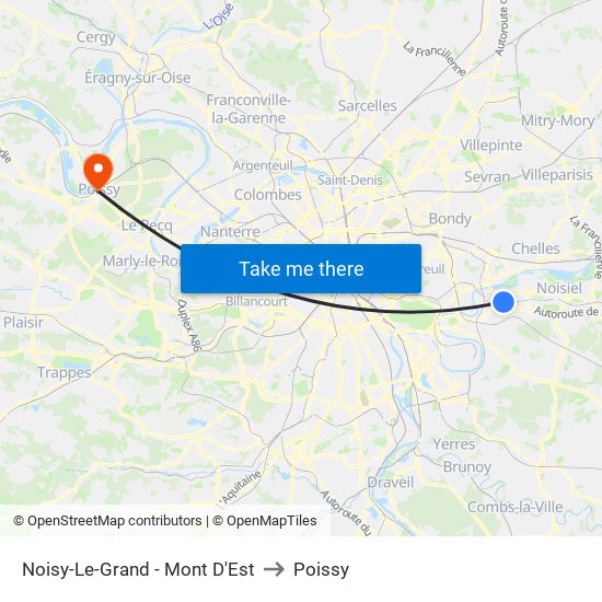 Noisy-Le-Grand - Mont D'Est to Poissy map