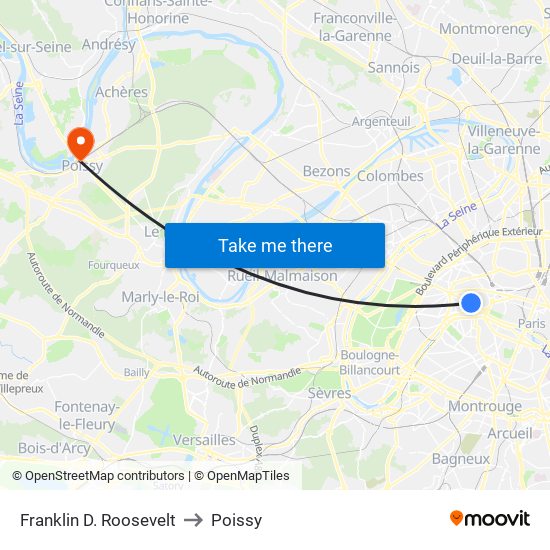 Franklin D. Roosevelt to Poissy map