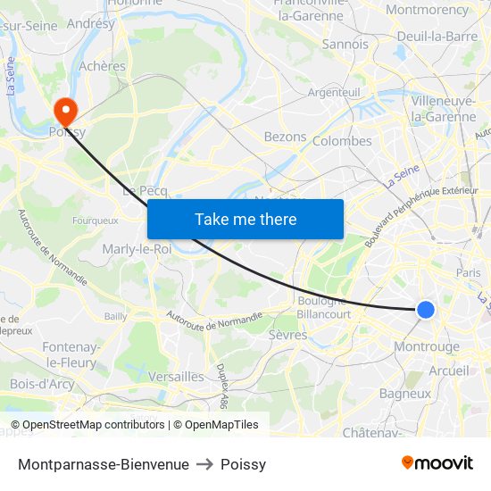 Montparnasse-Bienvenue to Poissy map