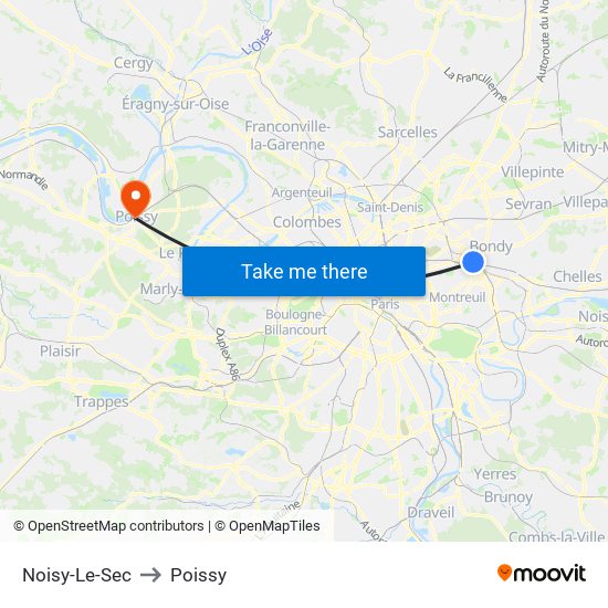 Noisy-Le-Sec to Poissy map