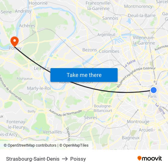 Strasbourg-Saint-Denis to Poissy map