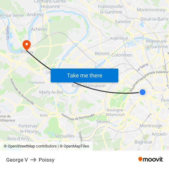 George V to Poissy map