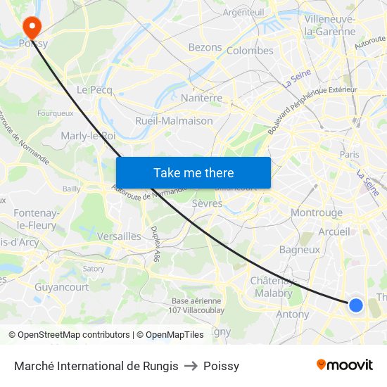 Marché International de Rungis to Poissy map