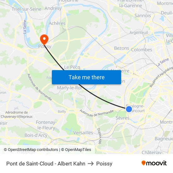 Pont de Saint-Cloud - Albert Kahn to Poissy map