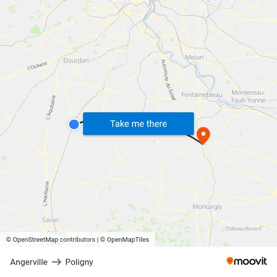 Angerville to Poligny map