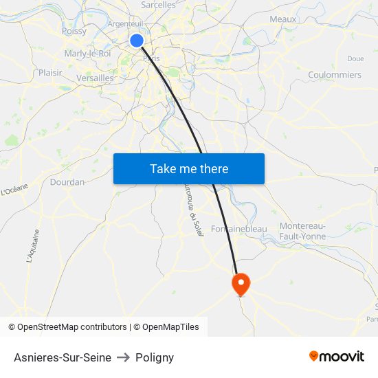 Asnieres-Sur-Seine to Poligny map