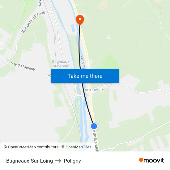 Bagneaux-Sur-Loing to Poligny map