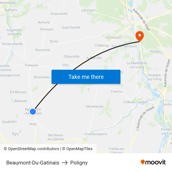Beaumont-Du-Gatinais to Poligny map