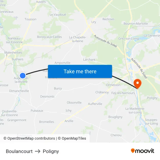 Boulancourt to Poligny map