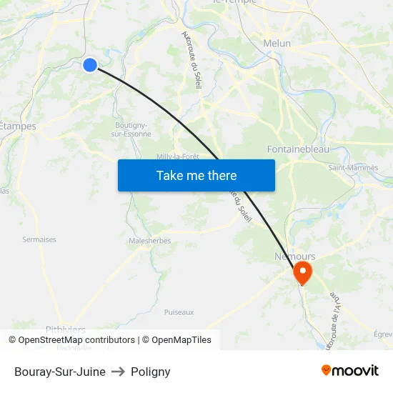 Bouray-Sur-Juine to Poligny map