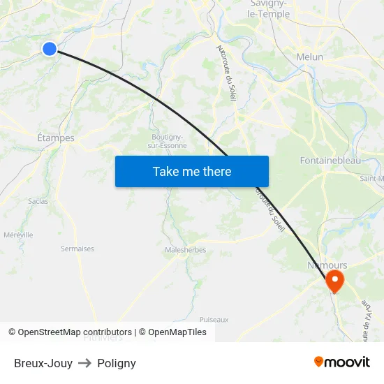 Breux-Jouy to Poligny map