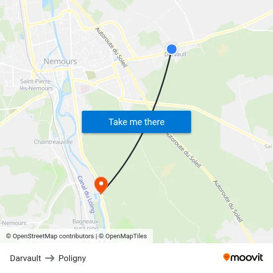 Darvault to Poligny map
