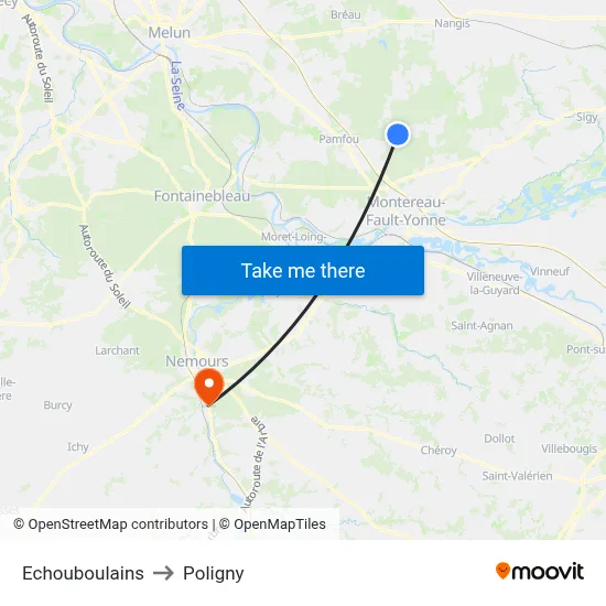 Echouboulains to Poligny map