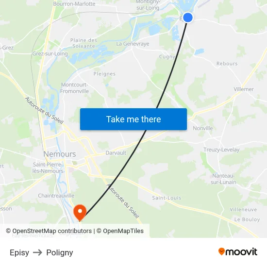 Episy to Poligny map