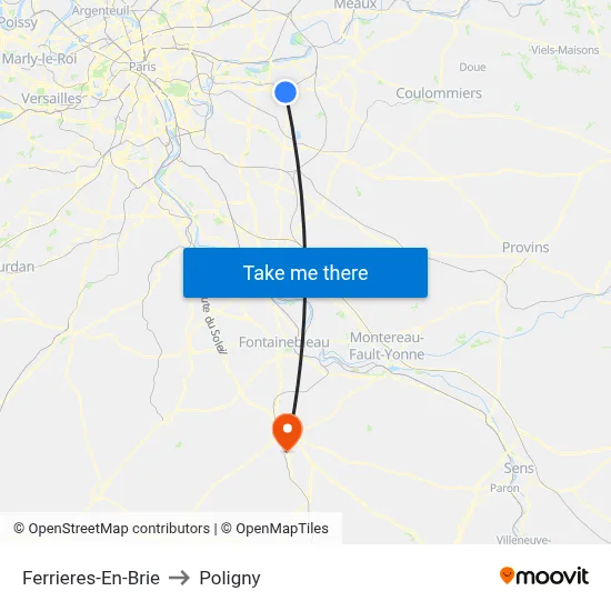 Ferrieres-En-Brie to Poligny map