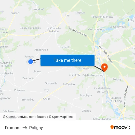 Fromont to Poligny map