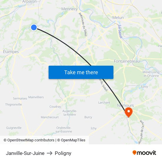 Janville-Sur-Juine to Poligny map