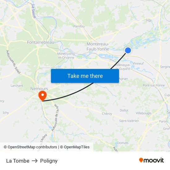 La Tombe to Poligny map