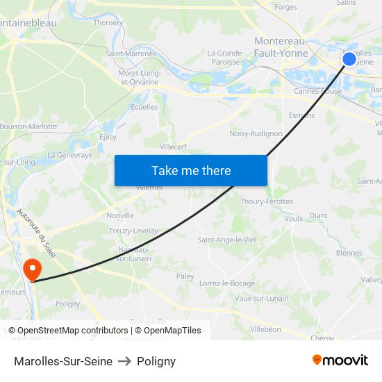 Marolles-Sur-Seine to Poligny map