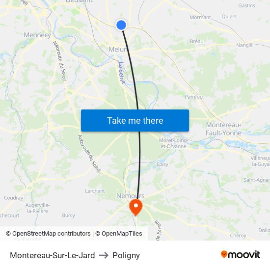 Montereau-Sur-Le-Jard to Poligny map