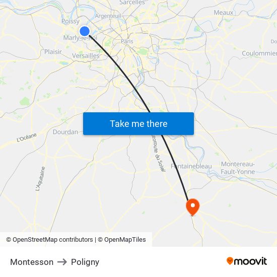 Montesson to Poligny map