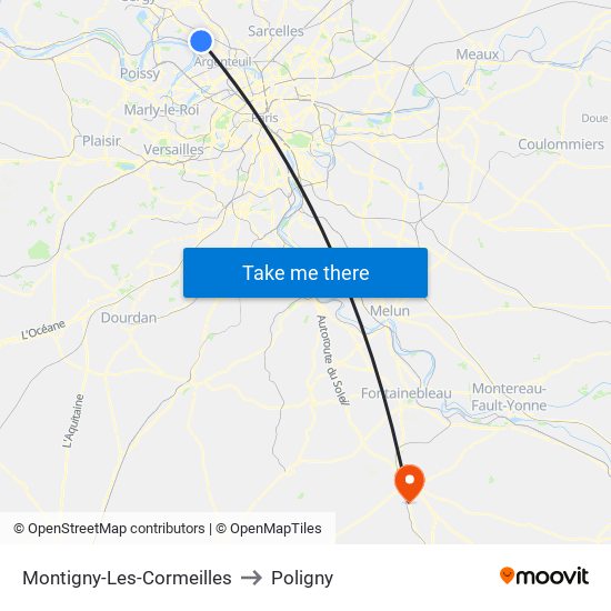 Montigny-Les-Cormeilles to Poligny map