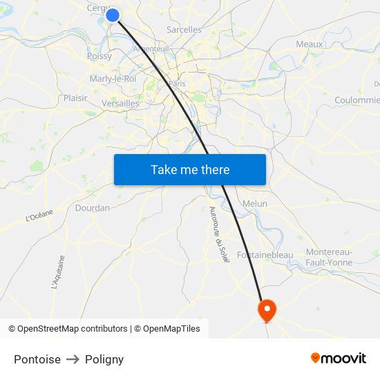 Pontoise to Poligny map