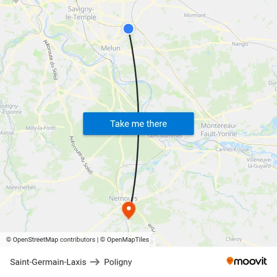 Saint-Germain-Laxis to Poligny map