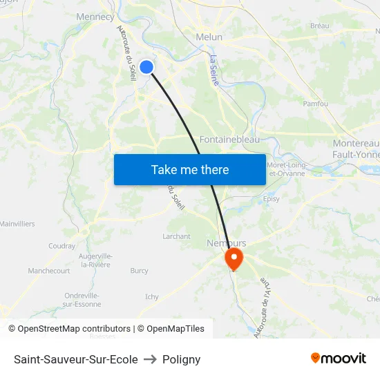 Saint-Sauveur-Sur-Ecole to Poligny map